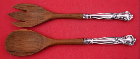 Salad Serving Set w/ wood 10 5/8